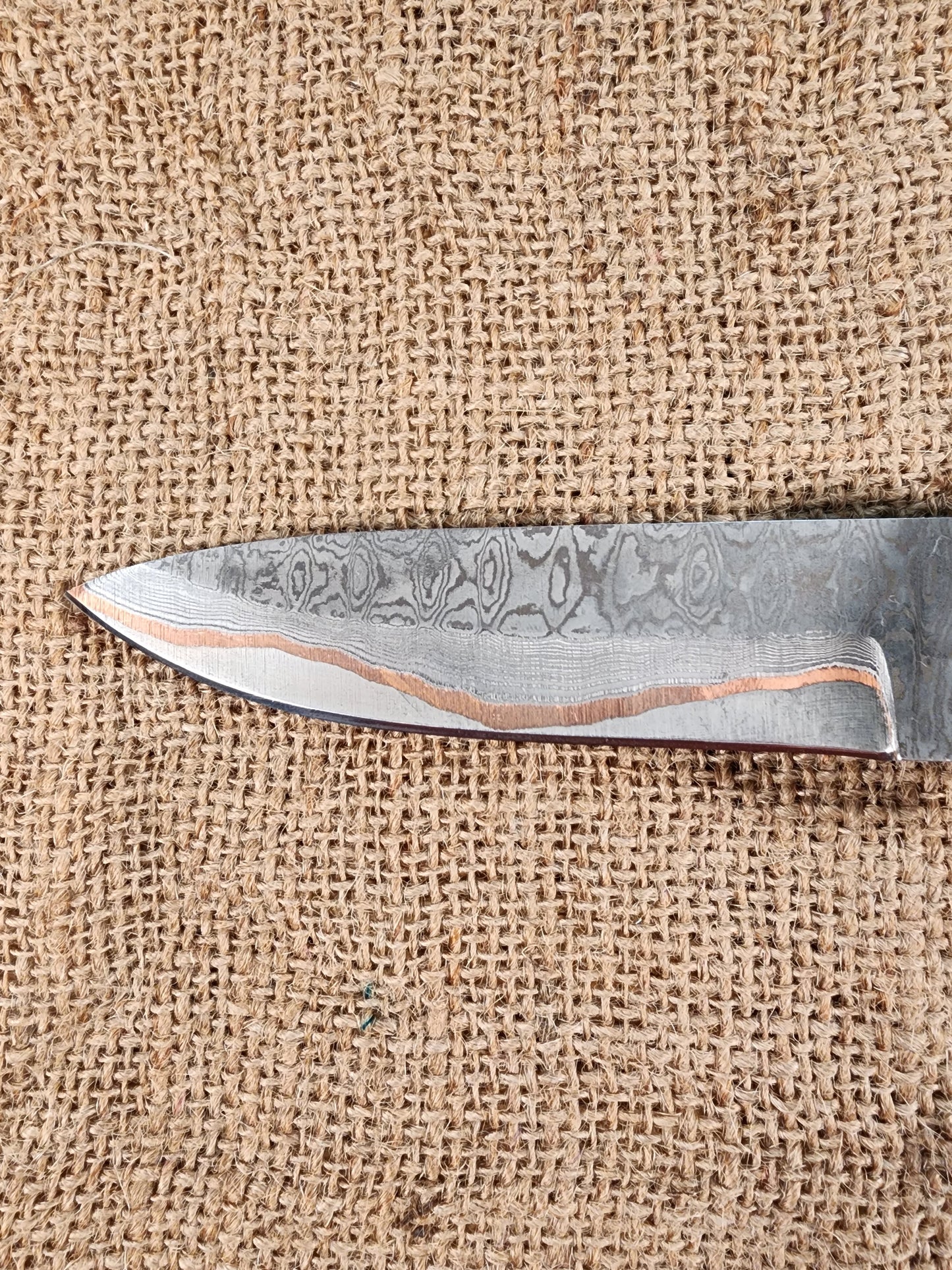 5" COPPER Damascus Drop Point #114