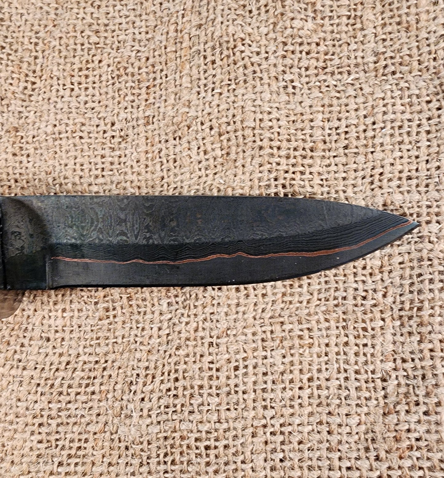 5" COPPER Damascus Gun Blue Drop Point