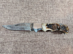 Ram Horn Damascus Folder #146