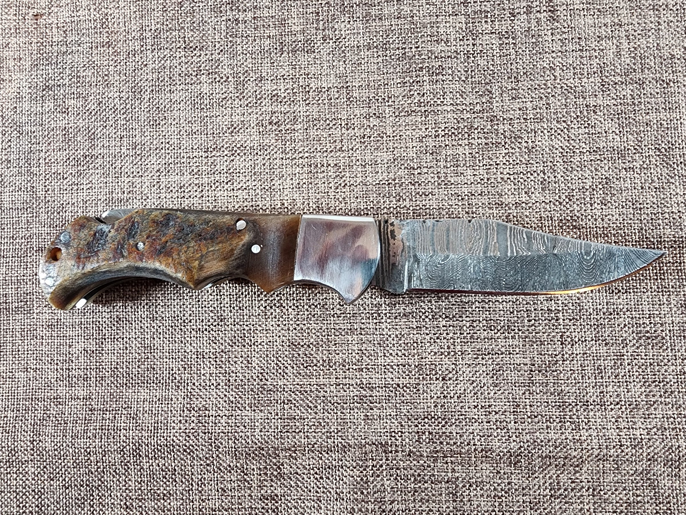 Ram Horn Damascus Folder #146