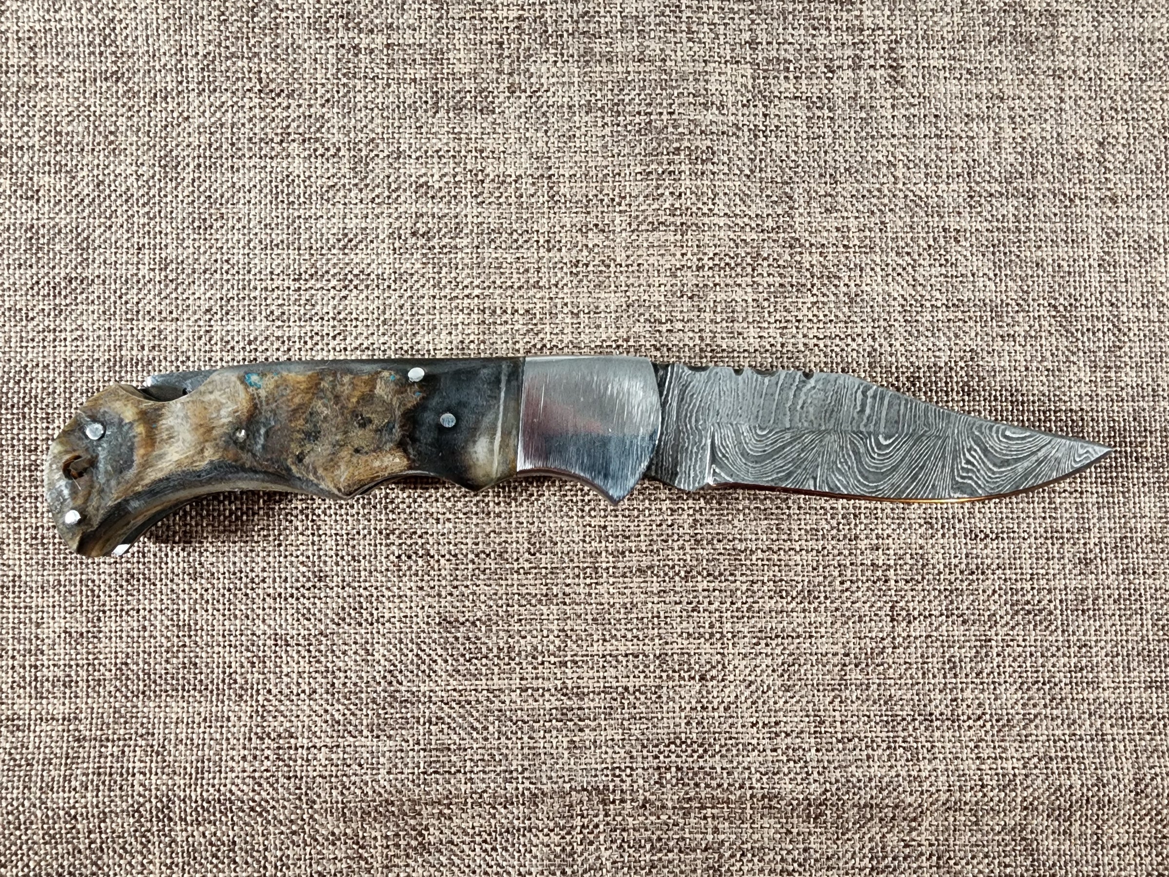 Ram Horn Damascus Folder #144