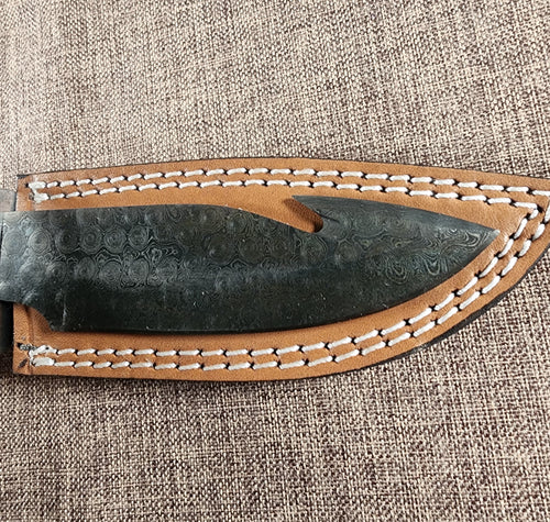5" Gun Blue Damascus Gut Hook #111