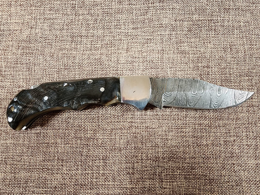 3" Ram Horn Damascus Folder H04