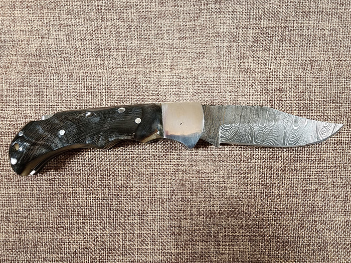 3" Ram Horn Damascus Folder H04