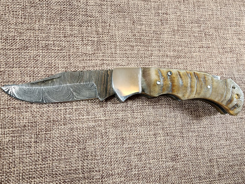 3" Ram Horn Damascus Folder H09