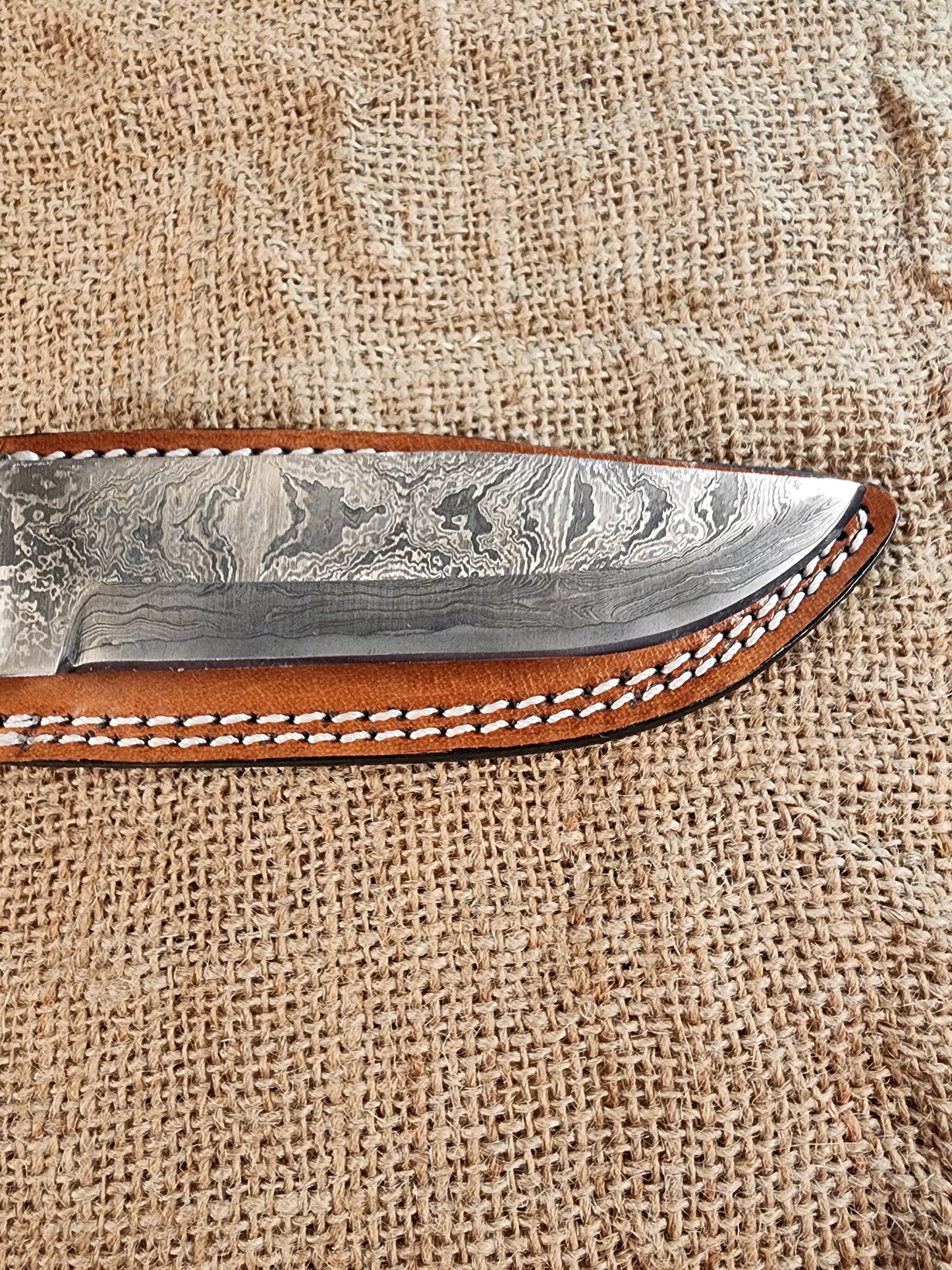 5" Damascus Drop Point #129