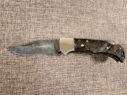 3" Ram Horn Damascus Folder H04