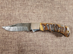 3" Ram Horn Damascus Folder H06