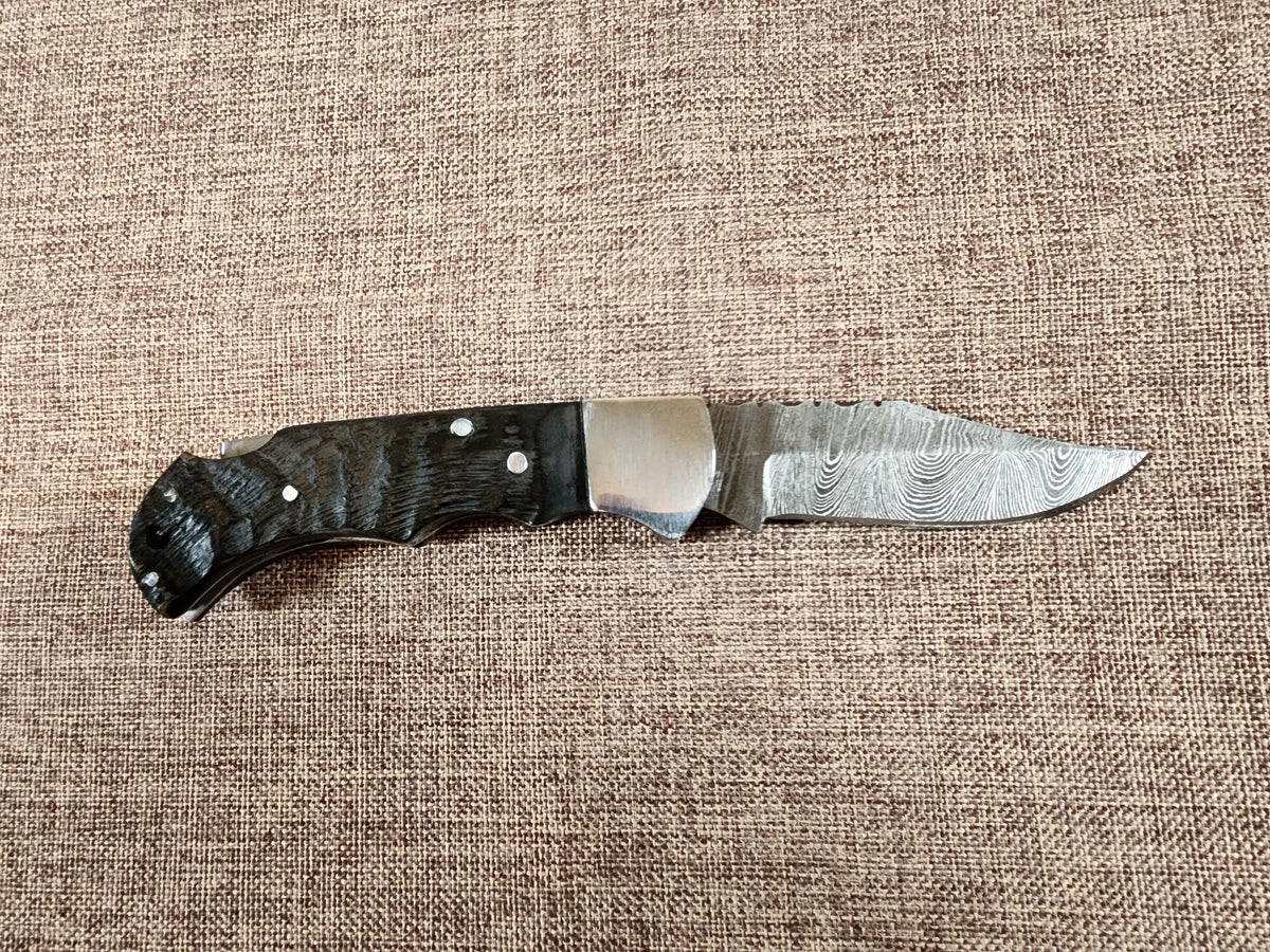 3" Ram Horn Damascus Folder H03