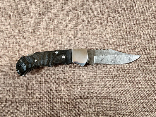 3" Ram Horn Damascus Folder H03