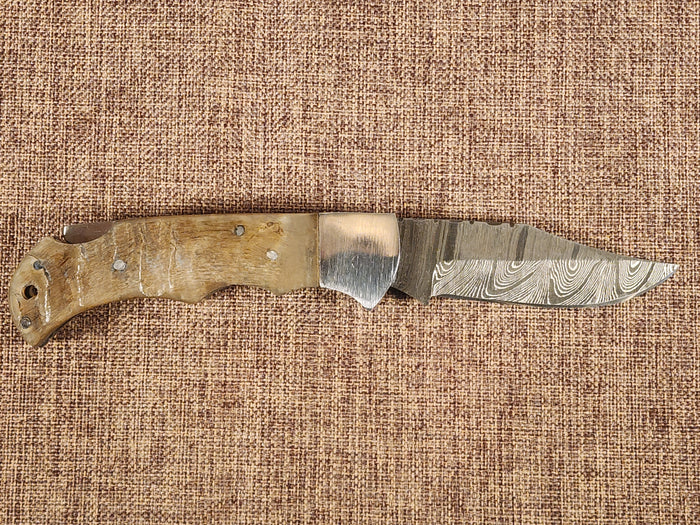 3" Ram Horn Damascus Folder H07
