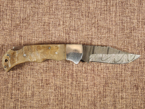 3" Ram Horn Damascus Folder H07