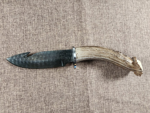 5" Gun Blue Damascus Gut Hook #111