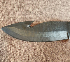 5" Gun Blue Damascus Gut Hook #45