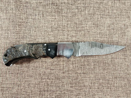 Ram Horn Damascus Folder #142