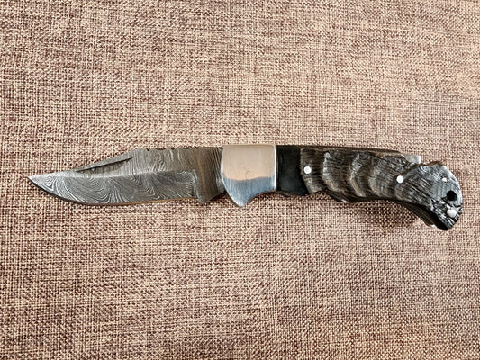 3" Ram Horn Damascus Folder H03