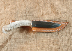 5" Damascus Gun Blue Drop Point #61