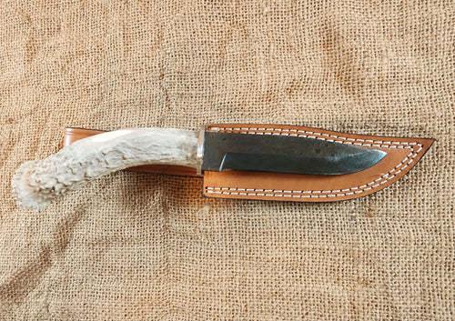 5" Damascus Gun Blue Drop Point #61