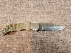 3" Ram Horn Damascus Folder H06