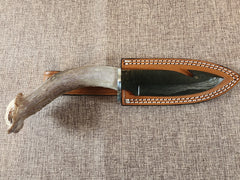 5" Gun Blue Damascus Gut Hook #52