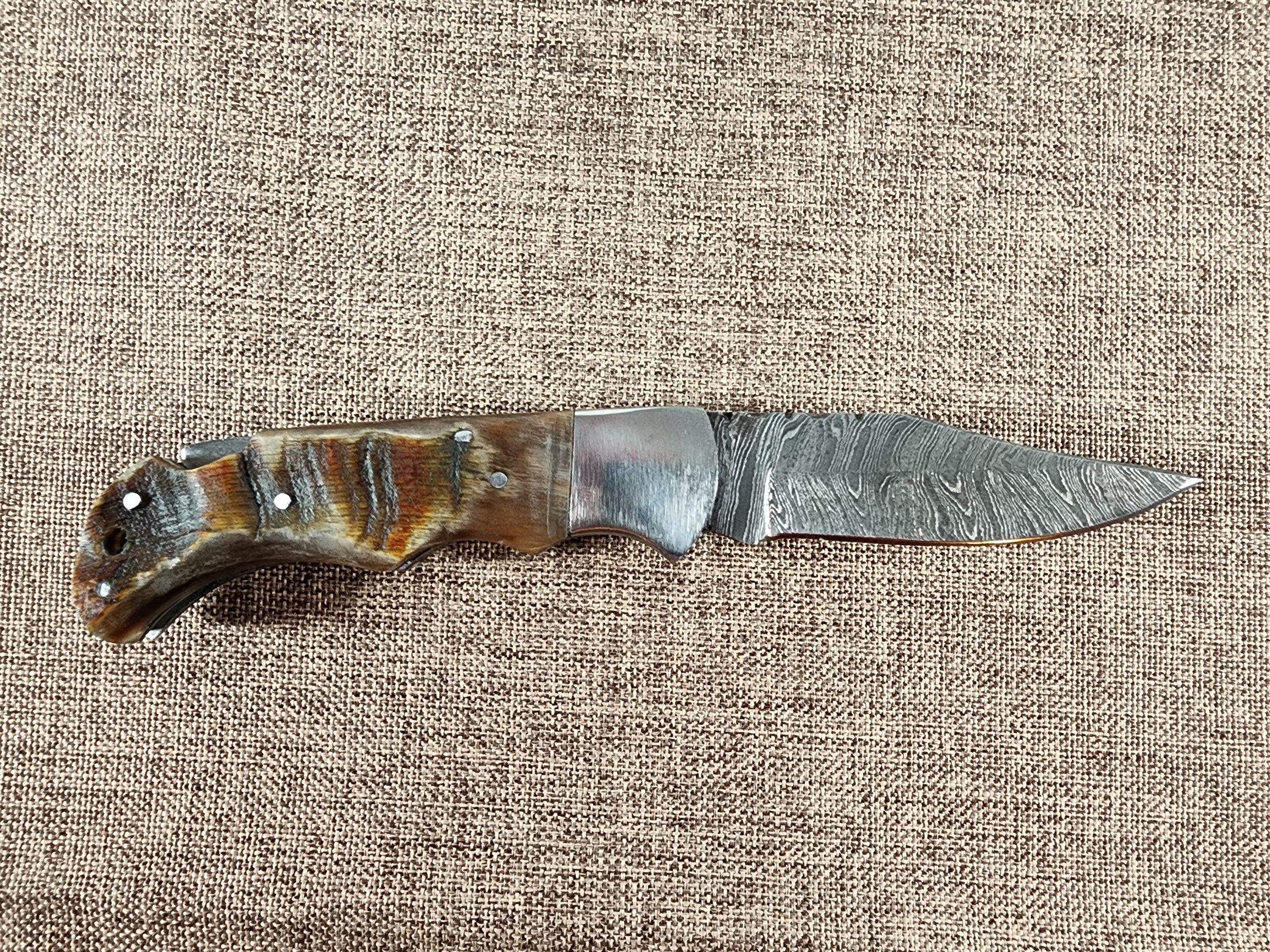 Ram Horn Damascus Folder #143