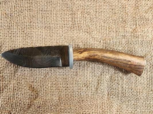 4" Gun Blue Damascus Drop Point #48