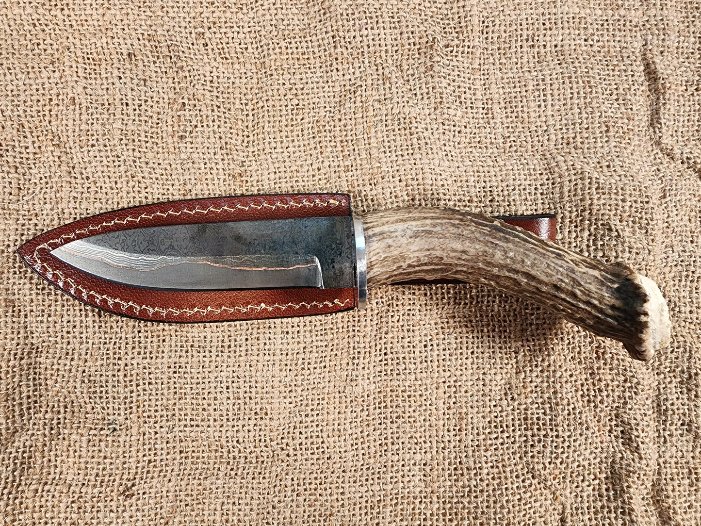 5" COPPER Damascus Gun Blue Drop Point