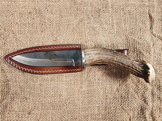 5" COPPER Damascus Gun Blue Drop Point