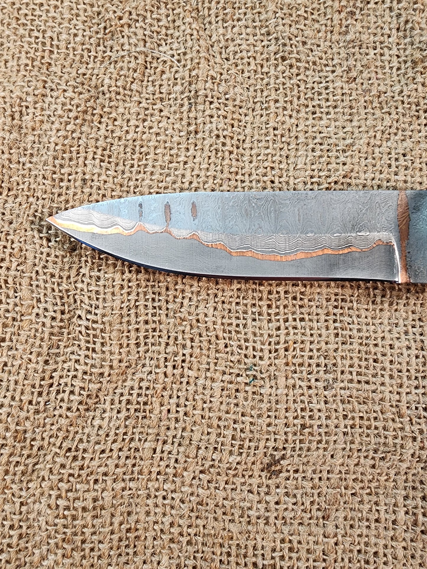 5" COPPER Damascus Drop Point #116