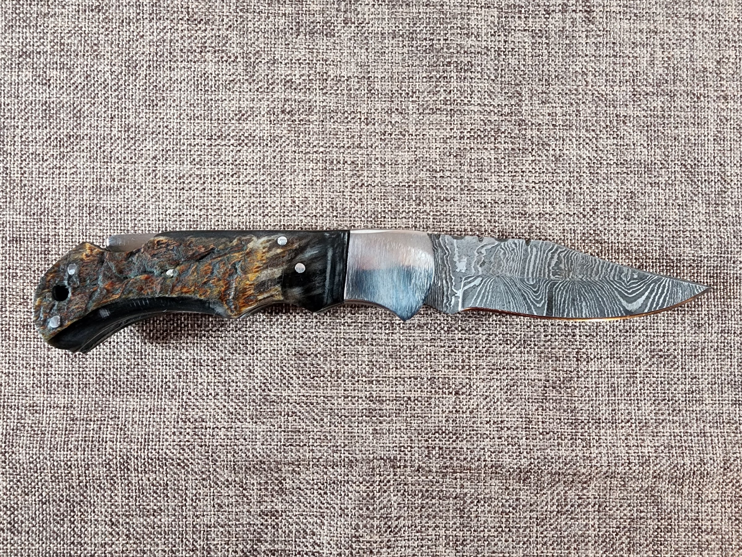 Ram Horn Damascus Folder #145