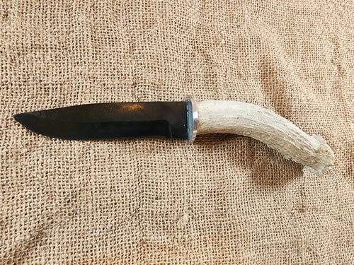 5" Damascus Gun Blue Drop Point #61