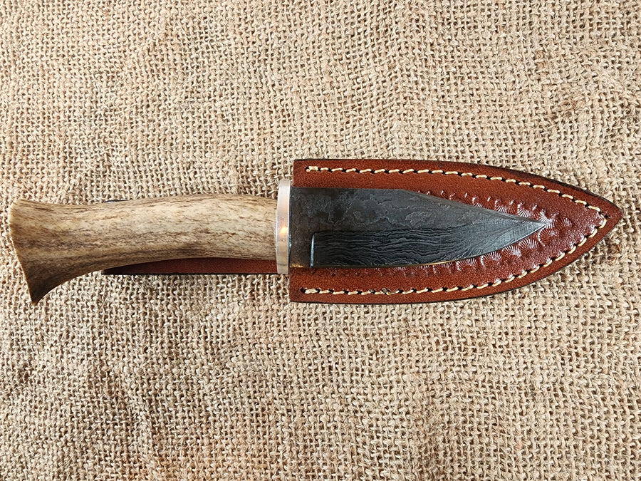 4" Gun Blue Damascus Drop Point #44