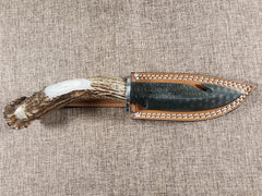 5" Gun Blue Damascus Gut Hook #111