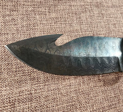 4" Gun Blue Damascus Gut Hook #110