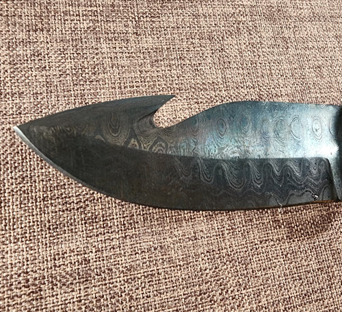 4" Gun Blue Damascus Gut Hook #110