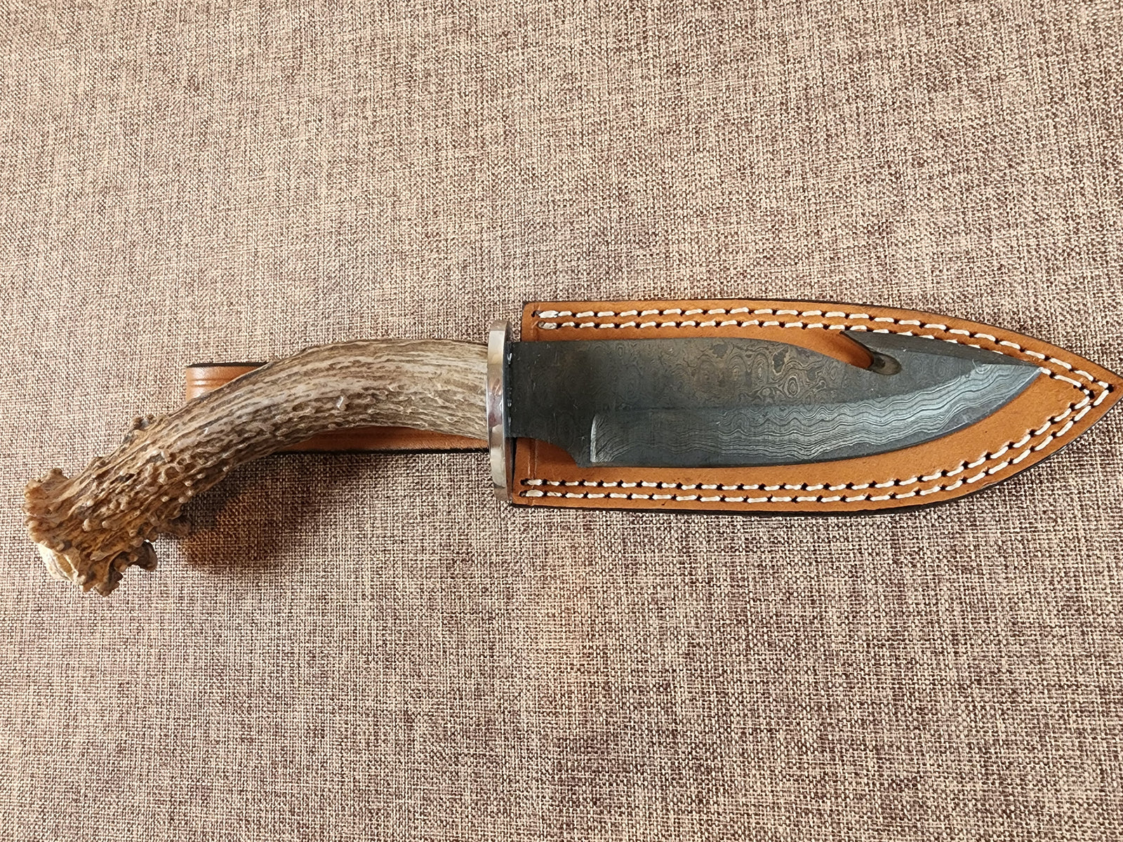 5" Gun Blue Damascus Gut Hook #45