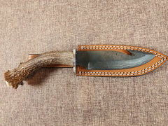 5" Gun Blue Damascus Gut Hook #45